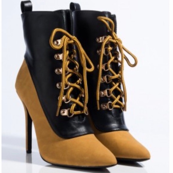 Kylie Military Lace Up Colorblock Ankle Booties - Picture 2 of 4